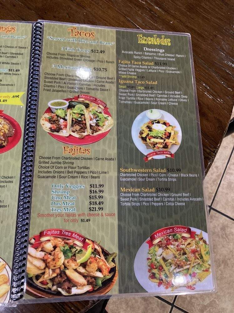 Green Iguana Mexican Restaurant - St. George, UT menu_pic