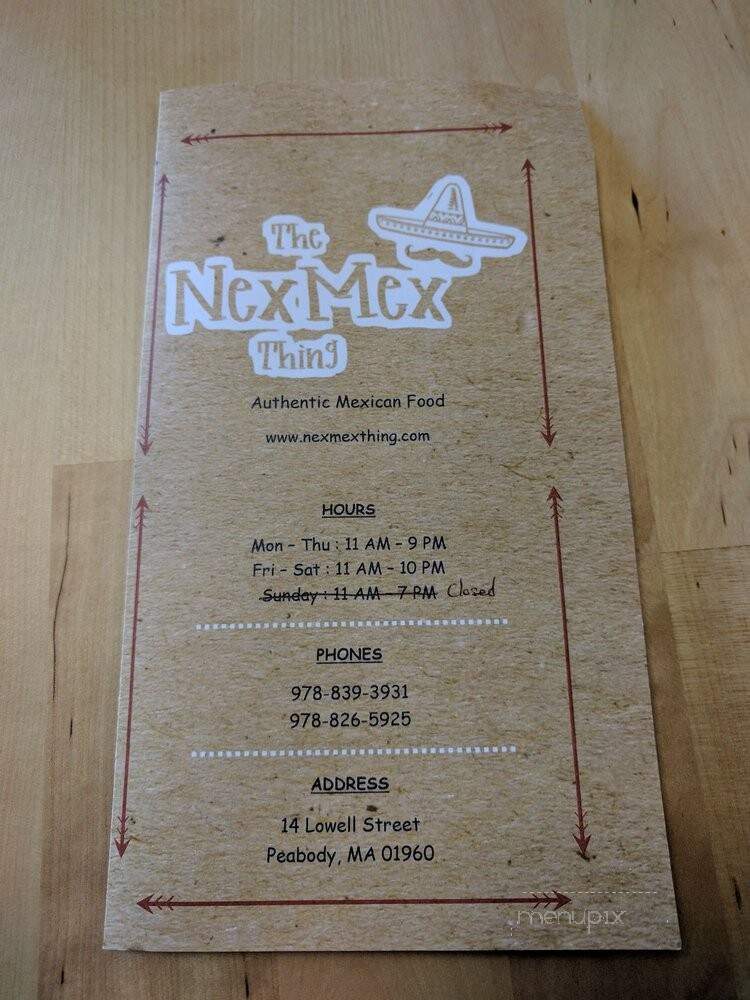The NexMex Thing - Peabody, MA menu_pic