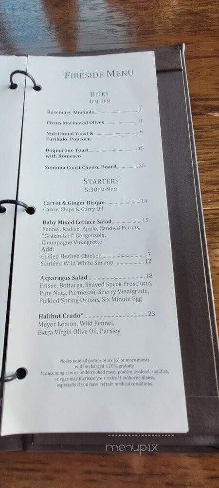 Drakes Fireside Lounge - Bodega Bay, CA menu_pic