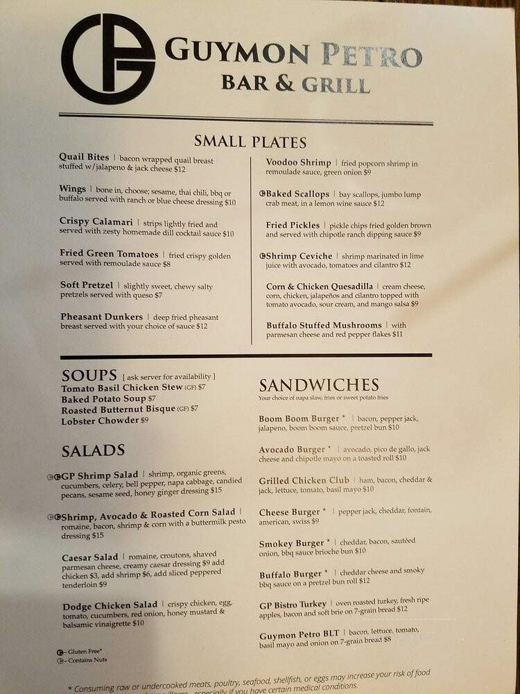 Guymon Petro Bar & Grill - Dodge City, KS menu_pic