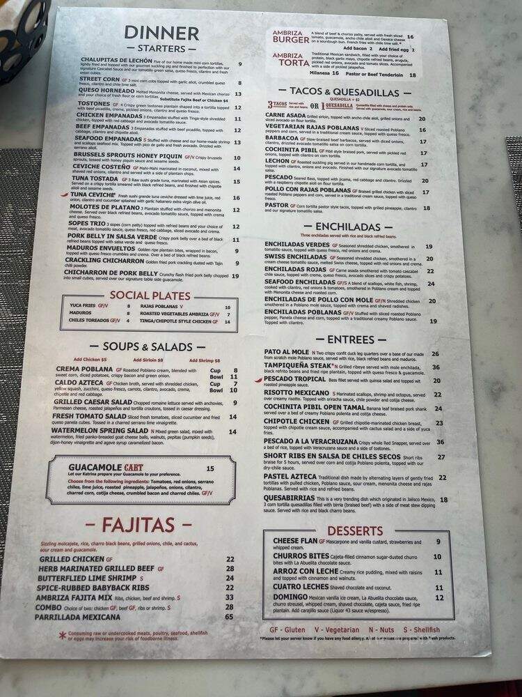 Ambriza Social Mexican Kitchen - Houston, TX menu_pic