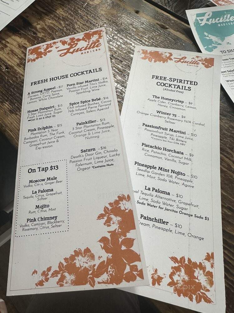 Lucille - Madison, WI menu_pic
