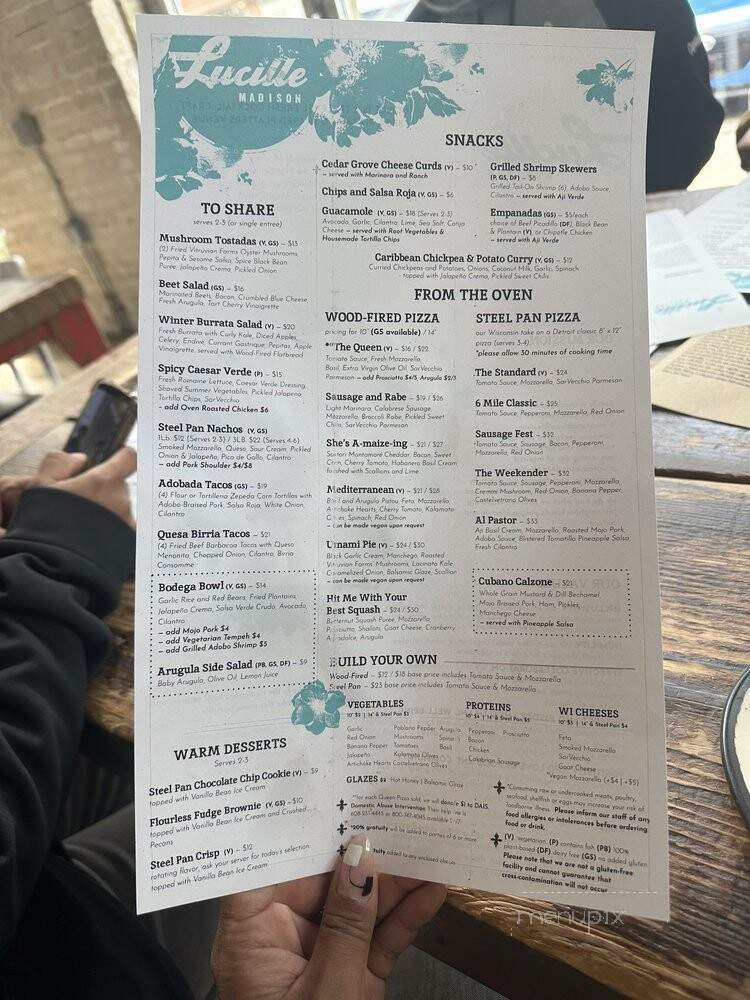 Lucille - Madison, WI menu_pic
