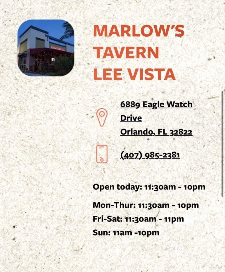 Marlow's Tavern - Orlando, FL menu_pic