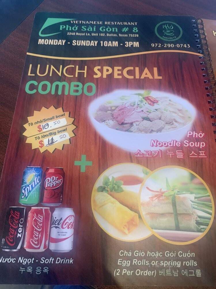 Pho Saigon #8 - Dallas, TX menu_pic
