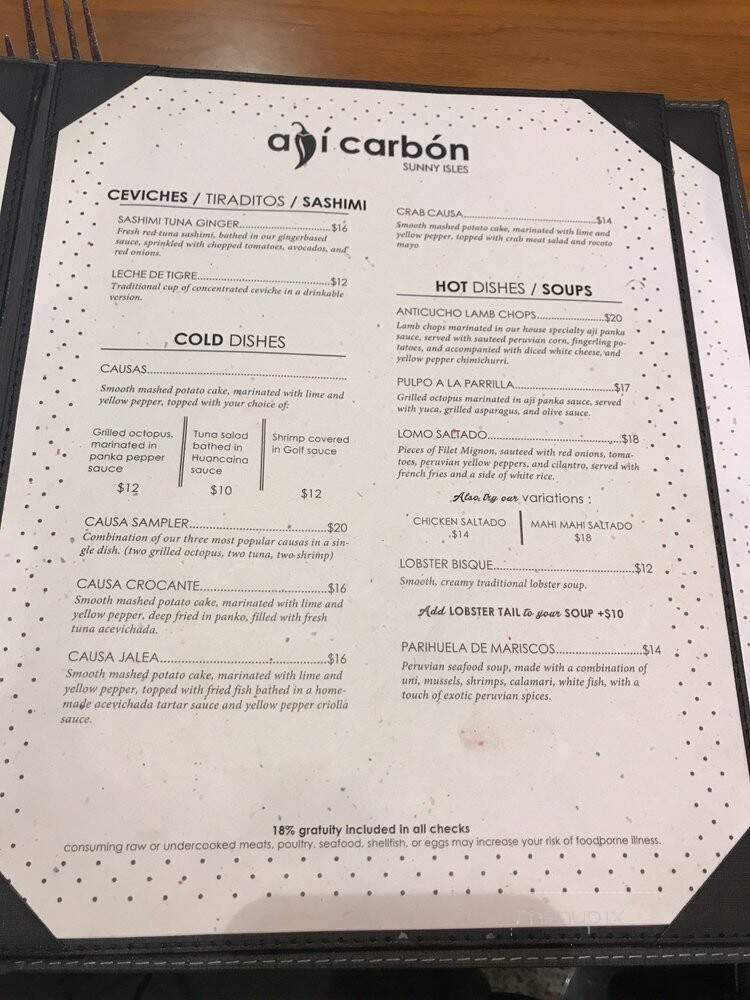 Aji Carbon Sunny Isles - Miami, FL menu_pic