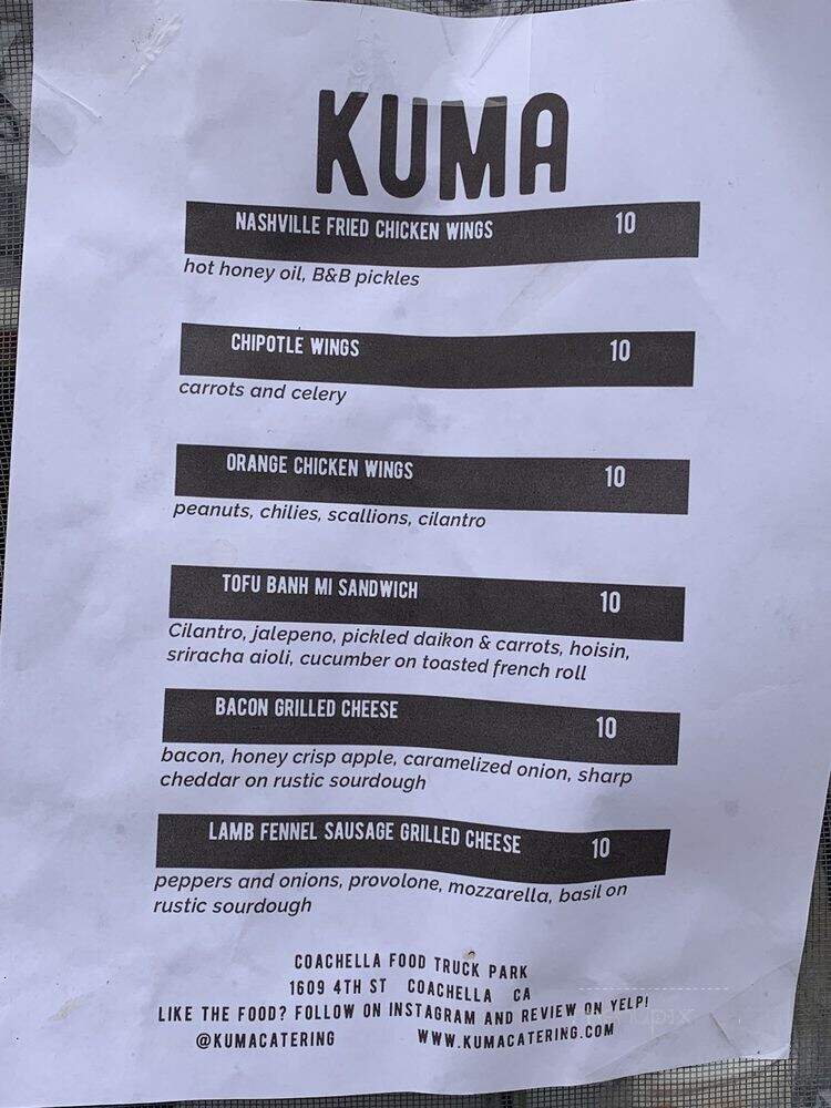 Kuma Catering - Thousand Palms, CA menu_pic
