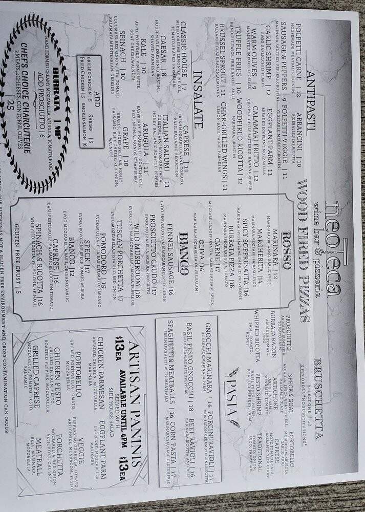 Neoteca - Barrington, IL menu_pic