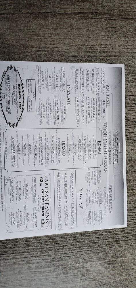 Neoteca - Barrington, IL menu_pic