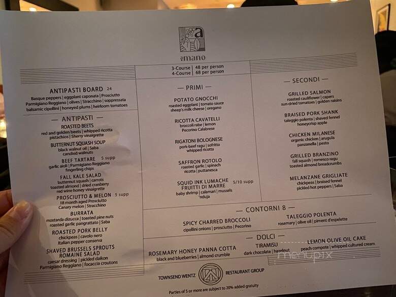 A Mano - Philadelphia, PA menu_pic