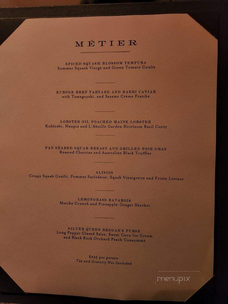 Metier - Washington, DC menu_pic