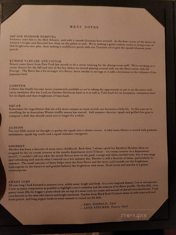 Metier - Washington, DC menu_pic