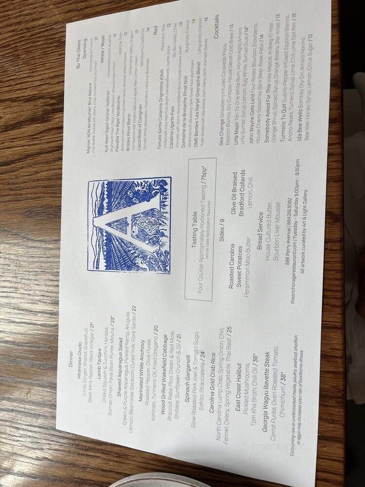 The Anchorage - Greenville, SC menu_pic