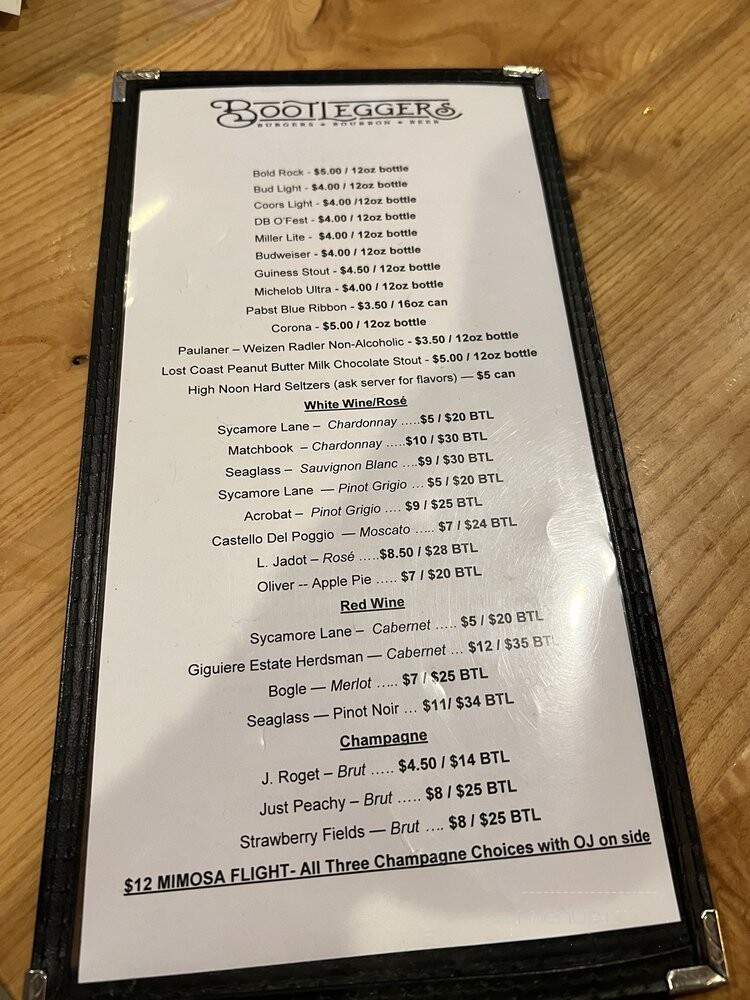 Bootleggers - Lynchburg, VA menu_pic