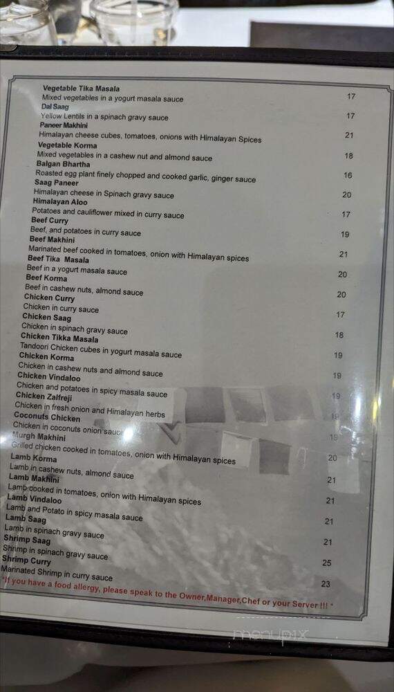 Jewel of Himalaya Restaurant - Scarsdale, NY menu_pic