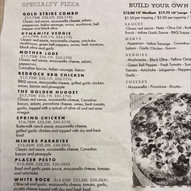 Gold Pan Pizzeria - Shingle Springs, CA menu_pic