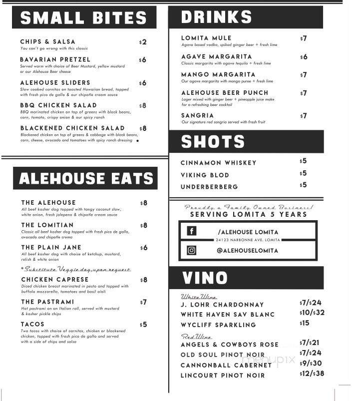 Lomita Alehouse - Lomita, CA menu_pic