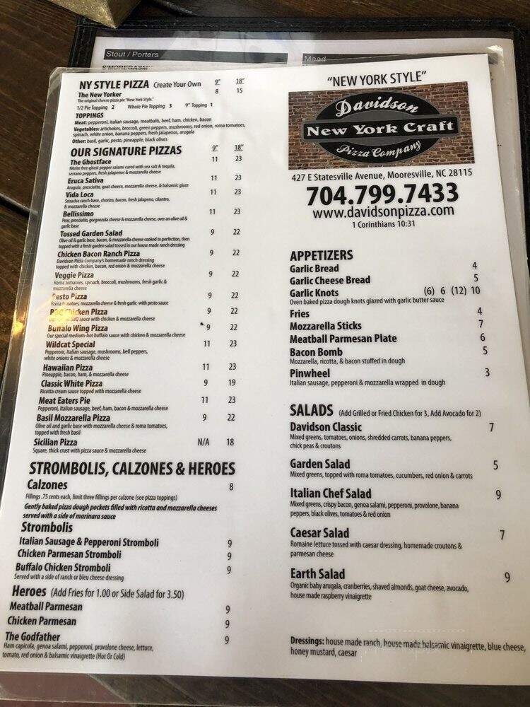 Ghostface Brewing - Mooresville, NC menu_pic