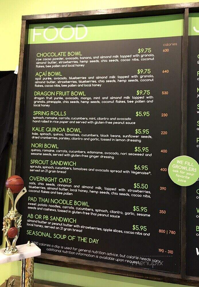 Juice Bar - Mooresville, NC menu_pic