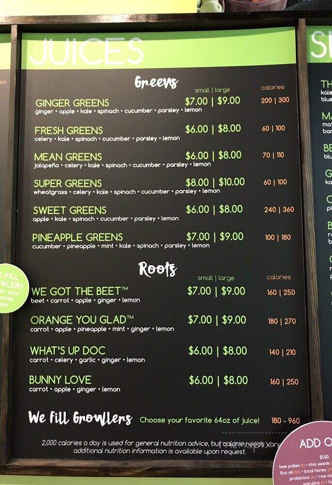 Juice Bar - Mooresville, NC menu_pic