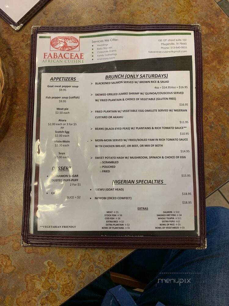 Fabaceae African Cuisine - Pflugerville, TX menu_pic