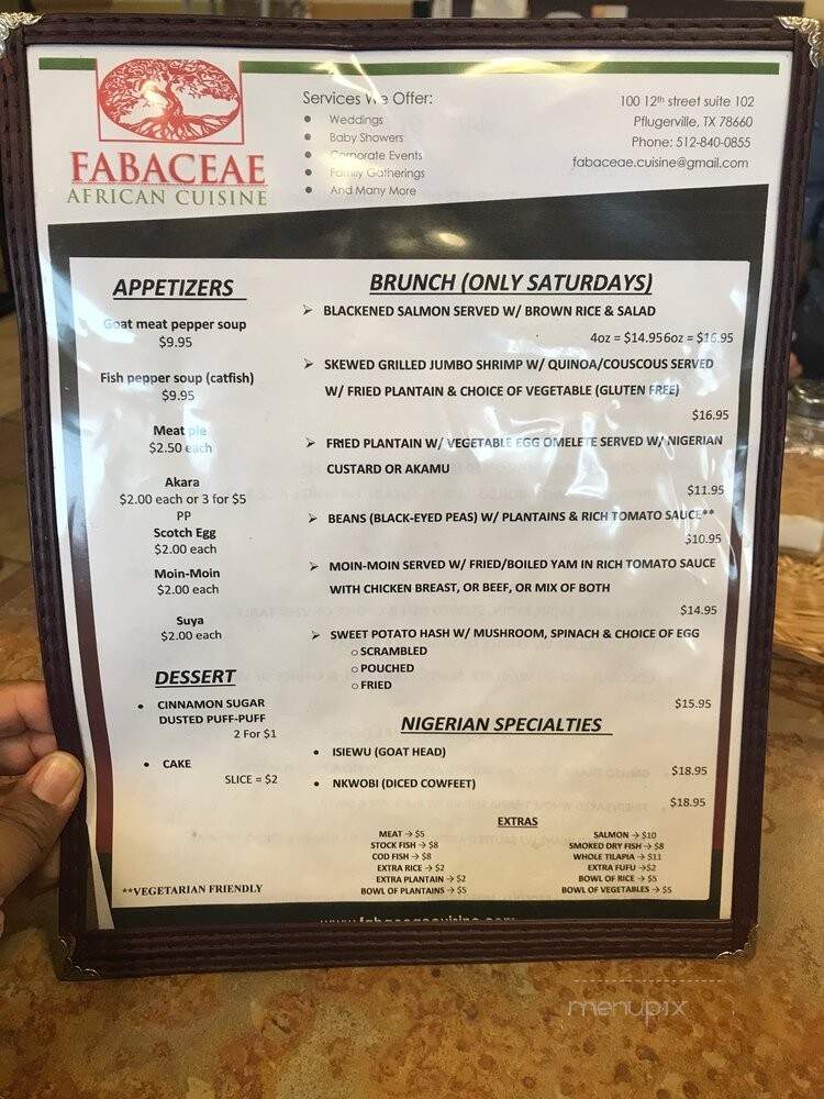 Fabaceae African Cuisine - Pflugerville, TX menu_pic