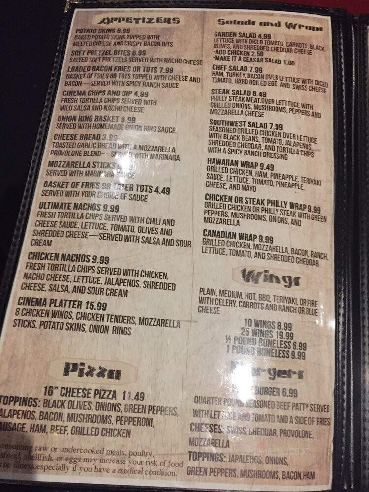Sunset Point Cinema Bar & Grille - Clearwater, FL menu_pic