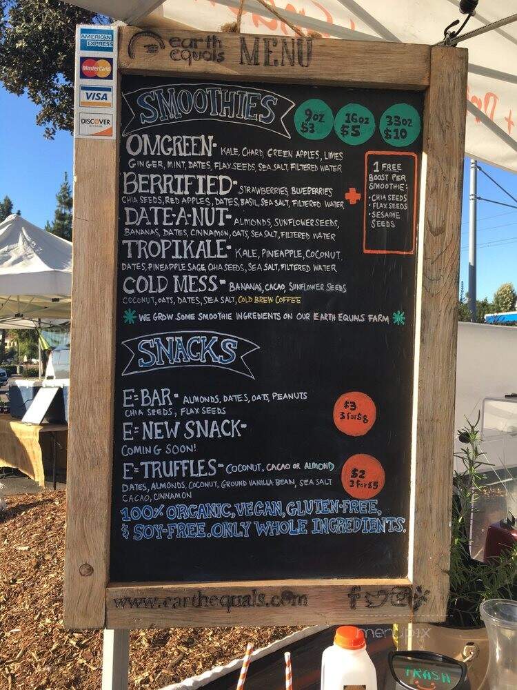 Earth Equals - San Diego, CA menu_pic