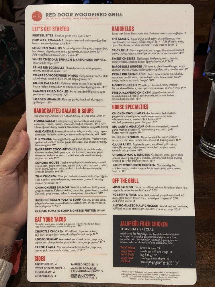 Red Door Woodfired Grill - Kansas City, MO menu_pic