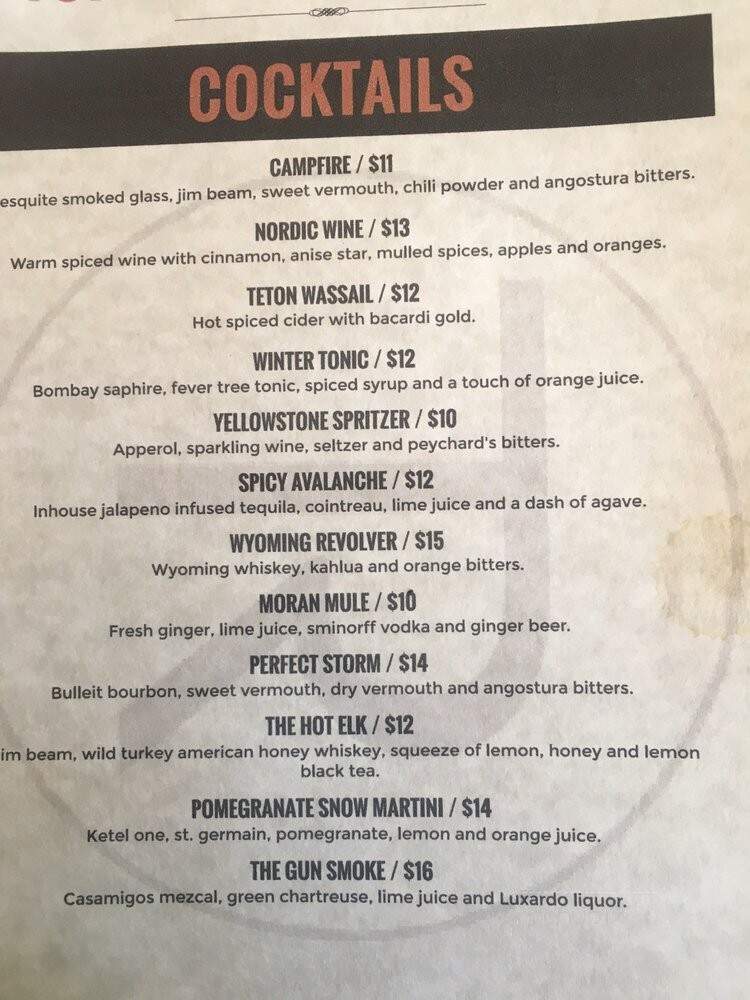 Turpin Meadow Ranch - Moran, WY menu_pic