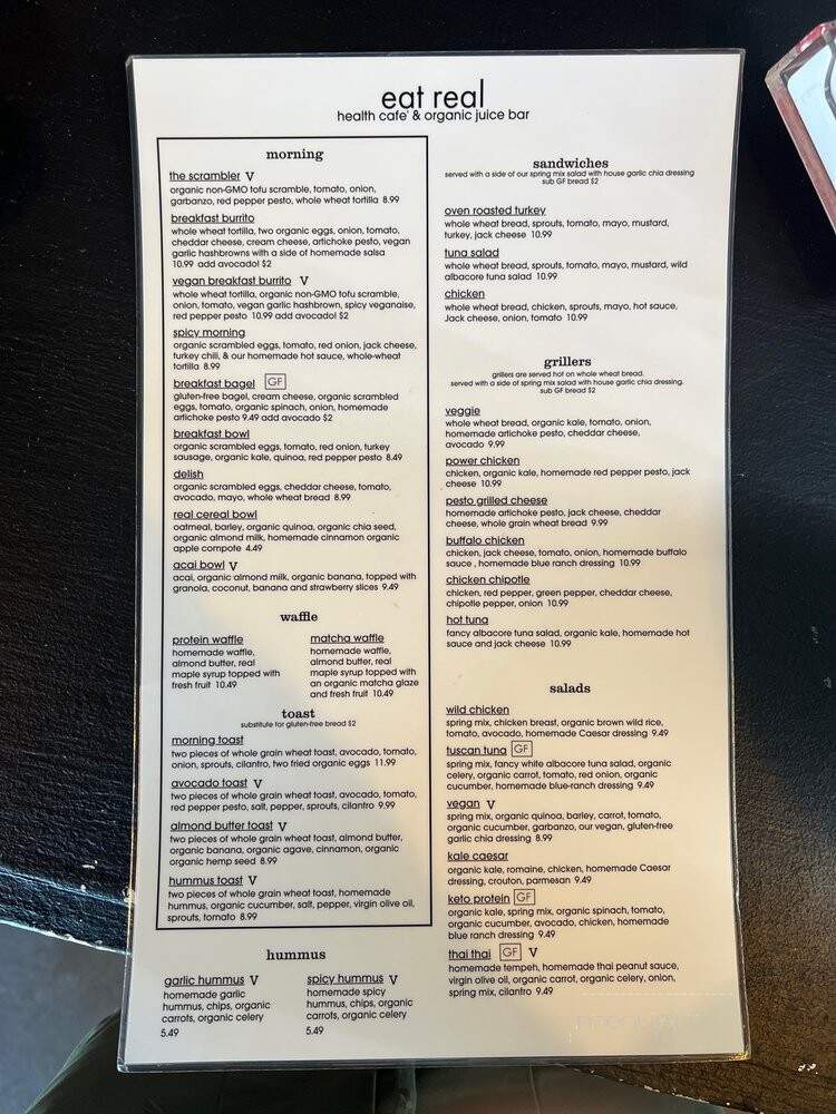 Eat Real Cafe - Valencia, CA menu_pic