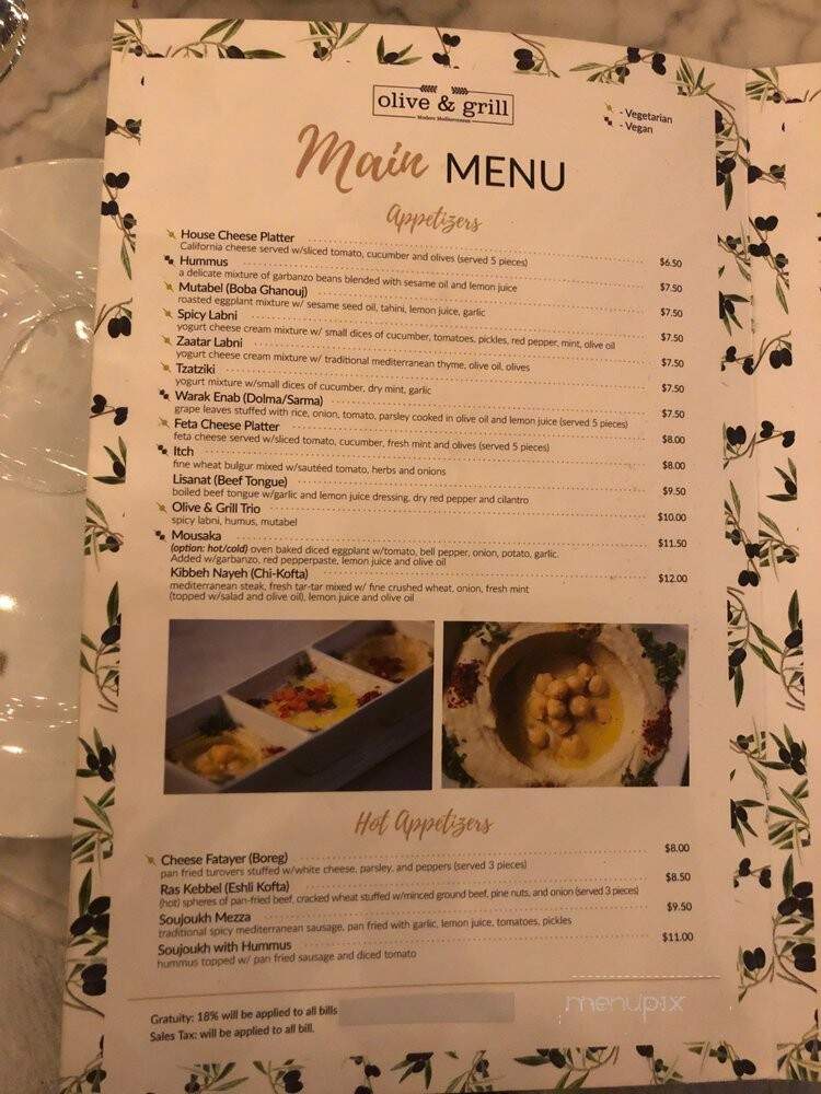 Olive & Grill - Studio City, CA menu_pic