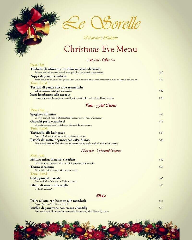 Le Sorelle Ristorante - Boca Raton, FL menu_pic