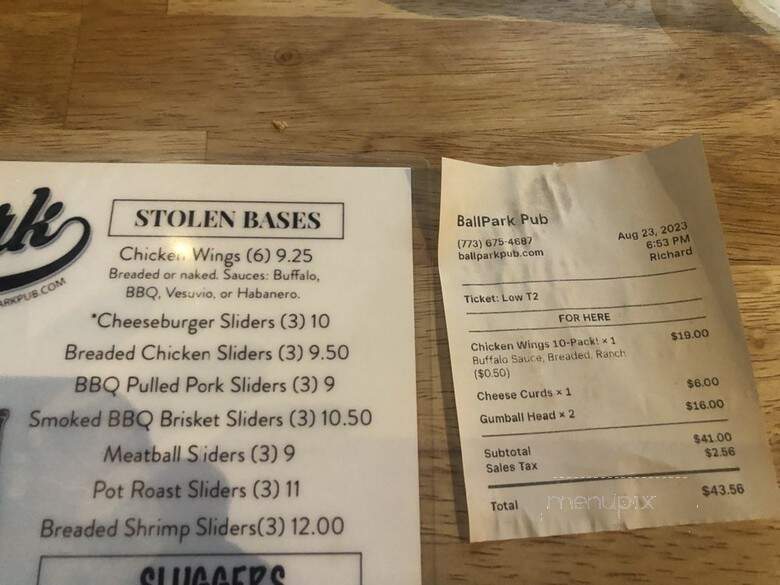 The BallPark Pub - Chicago, IL menu_pic