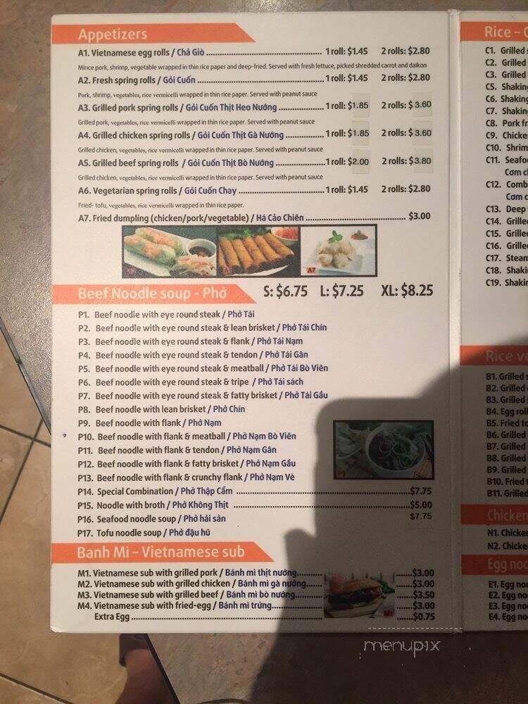 Miss Saigon Pho & Grill - Houston, TX menu_pic