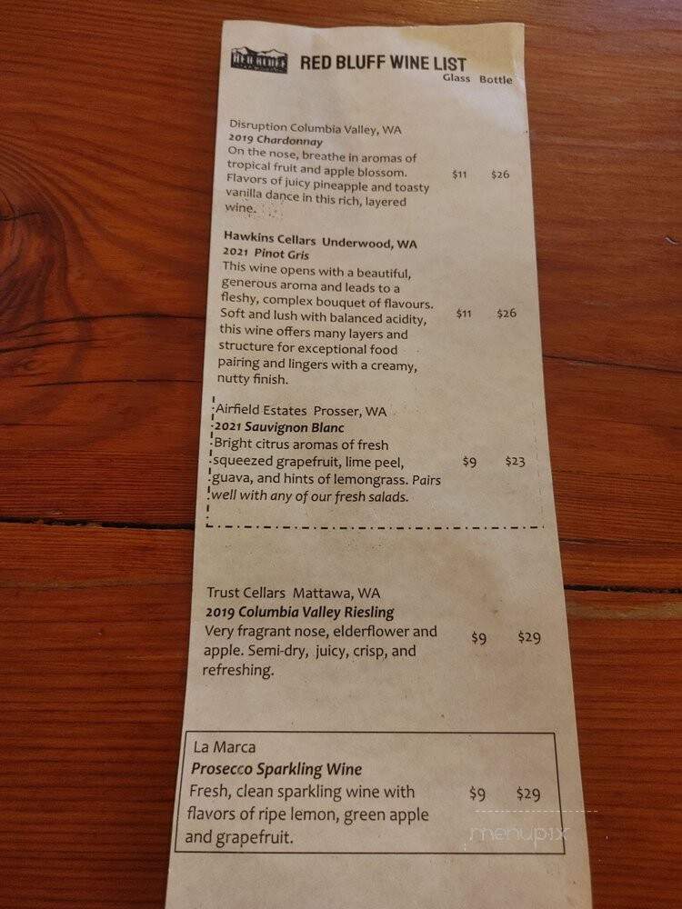 Red Bluff Taphouse - Stevenson, WA menu_pic