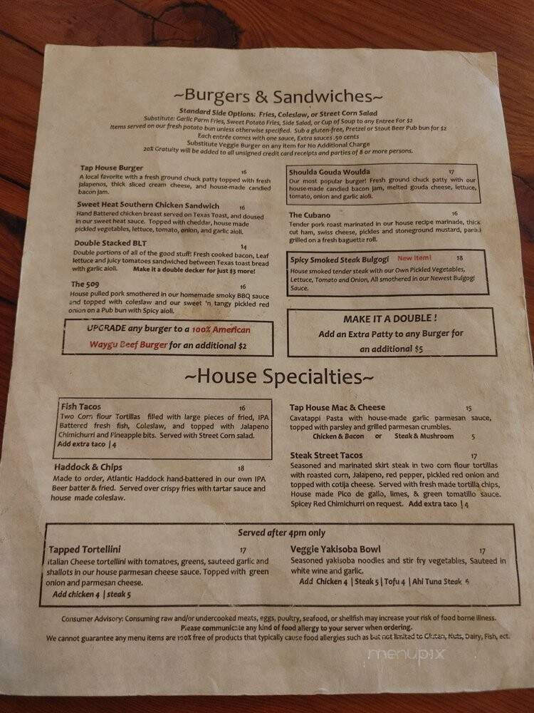 Red Bluff Taphouse - Stevenson, WA menu_pic