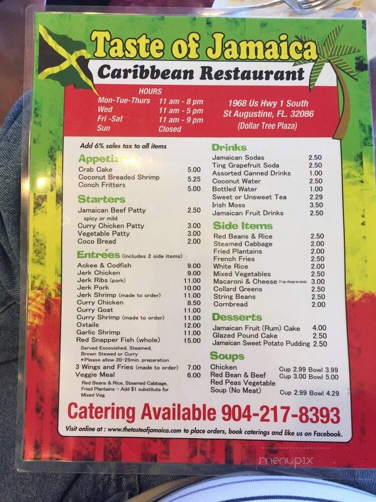 Taste Of Jamaica - St Augustine, FL menu_pic