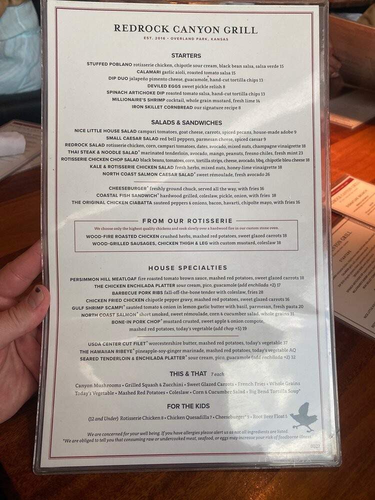Redrock Canyon Grill - Overland Park, KS menu_pic