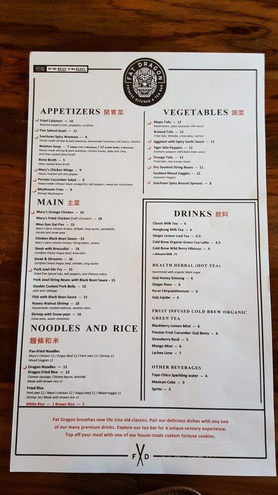 Fat Dragon - Los Angeles, CA menu_pic
