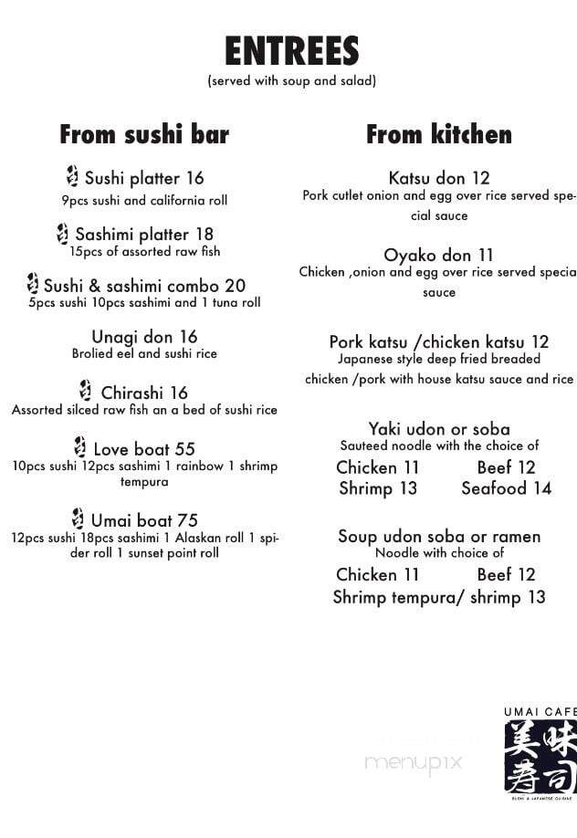 Umai Cafe - Clearwater, FL menu_pic