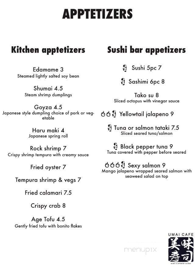 Umai Cafe - Clearwater, FL menu_pic