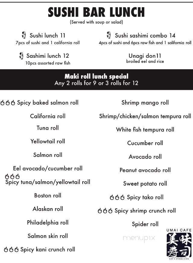 Umai Cafe - Clearwater, FL menu_pic
