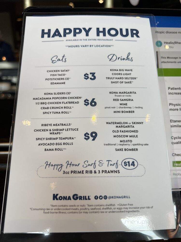 Kona Grill - Minnetonka, MN menu_pic
