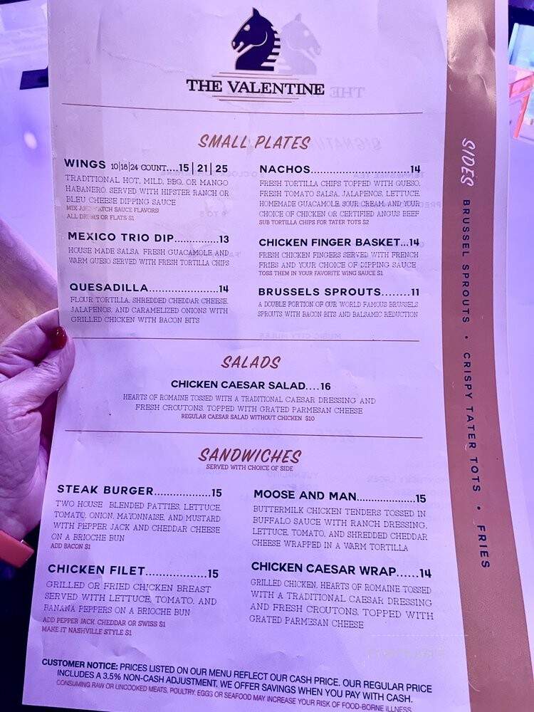 The Valentine - Nashville, TN menu_pic