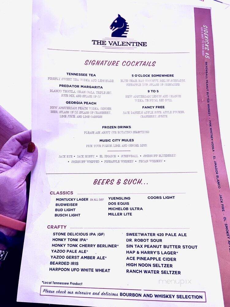 The Valentine - Nashville, TN menu_pic