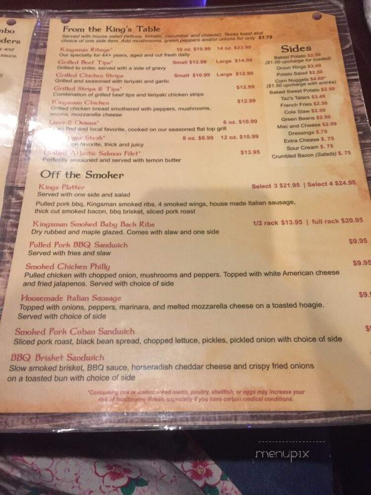 The Kingsman Que and Brew - Lexington, SC menu_pic