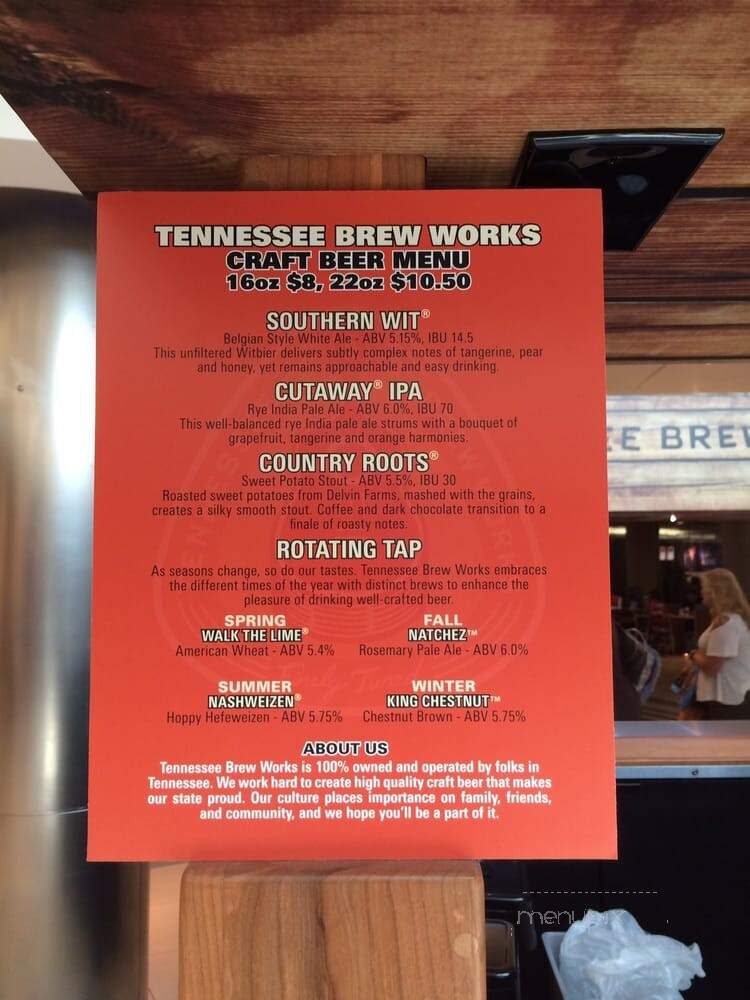 Tennessee Brew Works Kiosk - Nashville, TN menu_pic