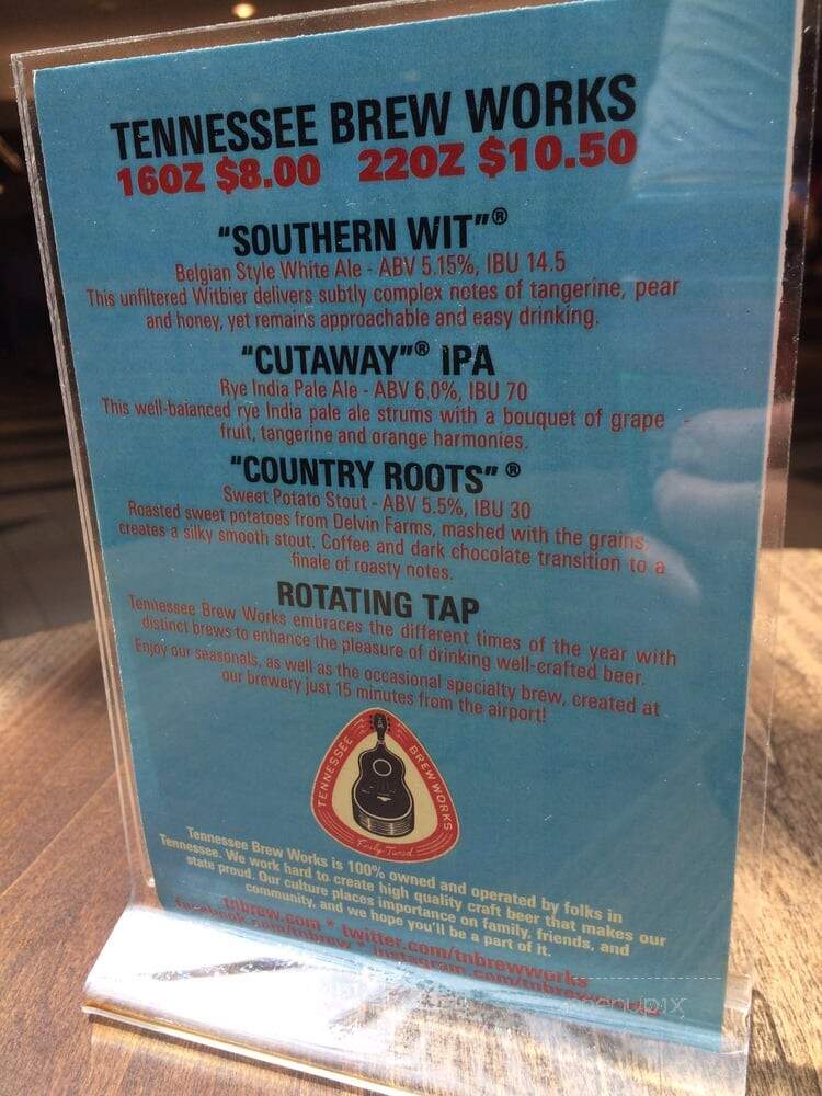 Tennessee Brew Works Kiosk - Nashville, TN menu_pic