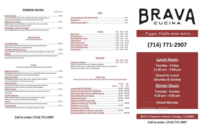 Brava Cucina - Orange, CA menu_pic